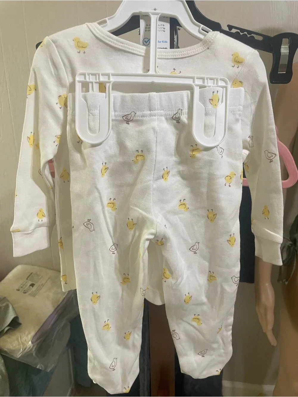 Carter's Cream Sleep Set with Yellow Chick Print
